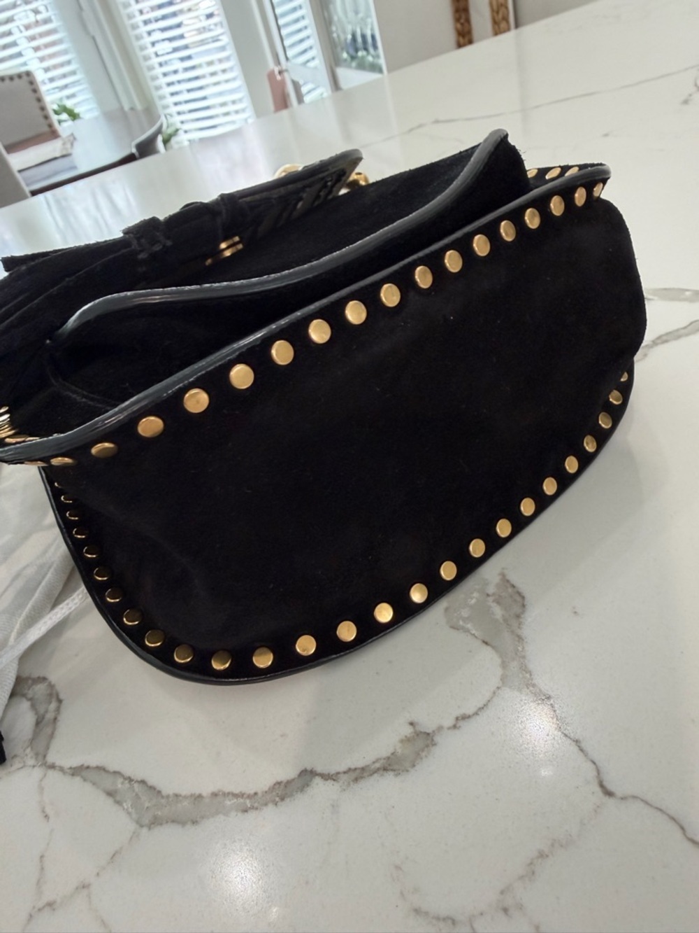 Chloe hudson Crossbody Bag suede with Gold accents black - Picture 12 of 14